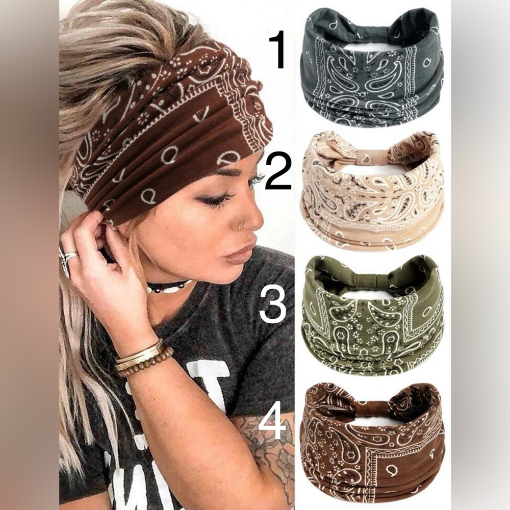 1 Pc Paisley Print Hair Band - Picture 1 of 6